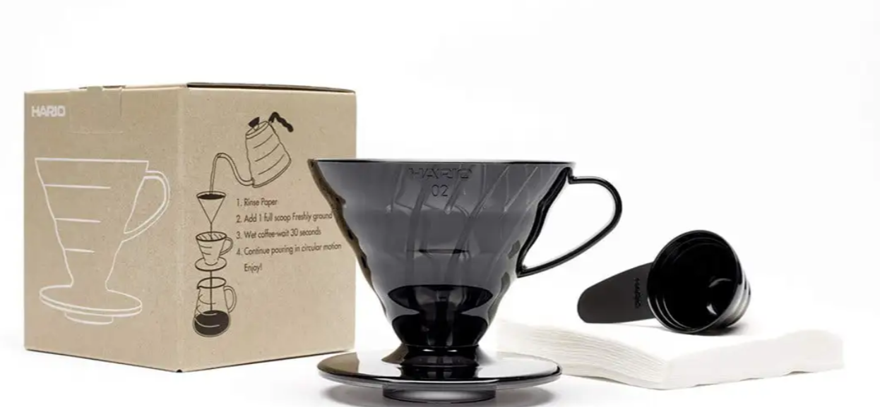 Hario V60-02 Plastik Dripper(Siyah)+40'lı Filtre Seti