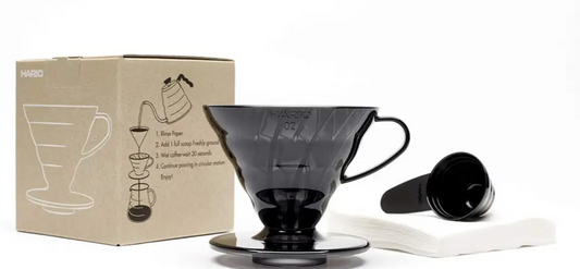 Hario V60-02 Plastik Dripper(Siyah)+40'lı Filtre Seti